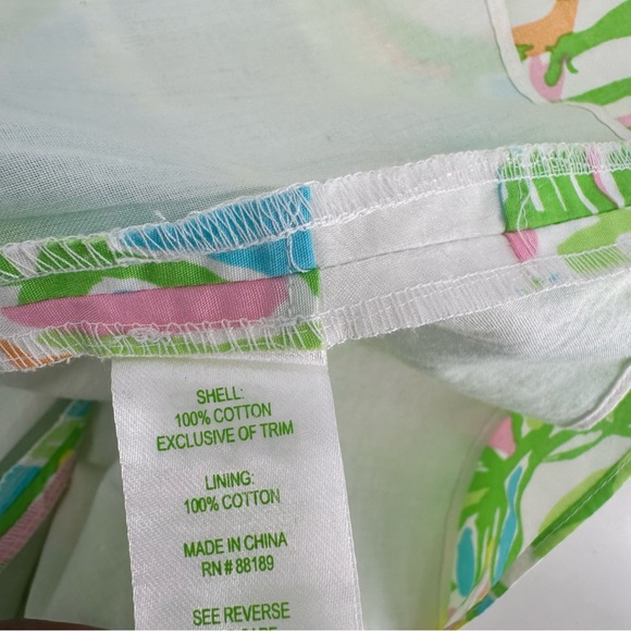 Lilly Pulitzer Ollie Dress in Elephant Ears Green Pink Size 00 Spaghetti Strap - Picture 11 of 11
